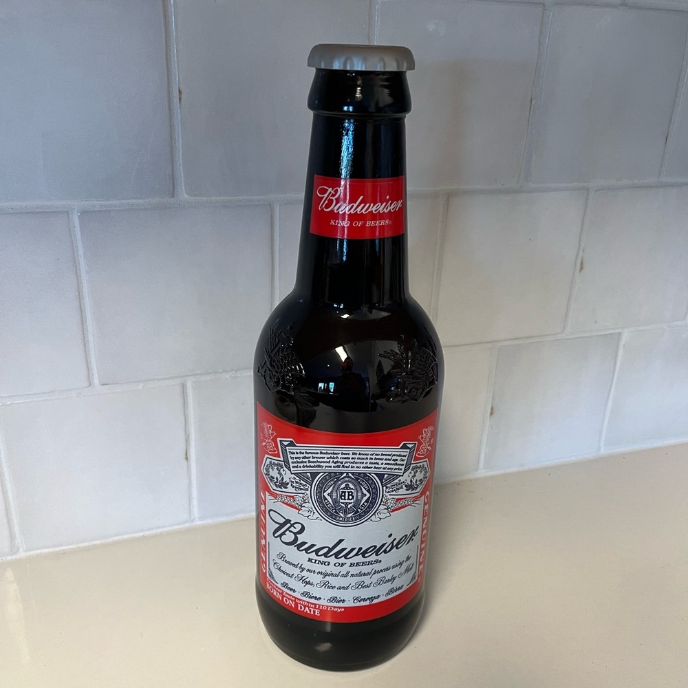 Budweiser “King Of Beers” Jumbo 15” Glass Beer Bottle